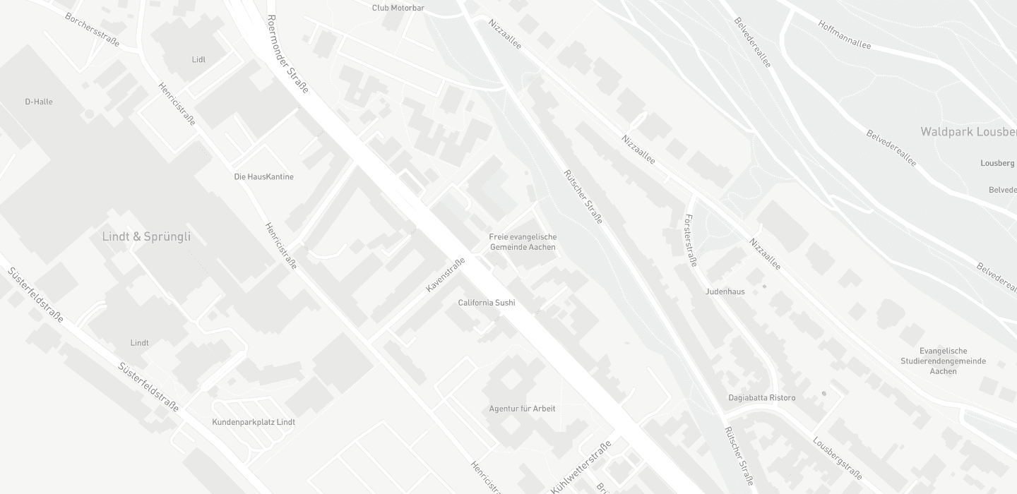 Street map of the area around Roermonderstraße 110, 52072 Aachen
